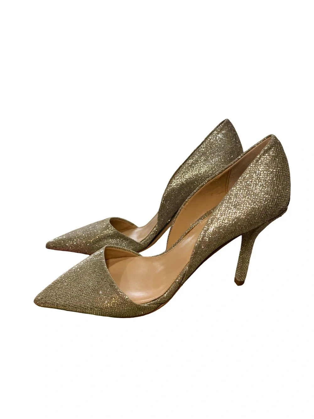 🪩👸🏼 Michael Kors Silver and Gold Glitter Pointed-Toe Stiletto Pump 👸🏼🪩